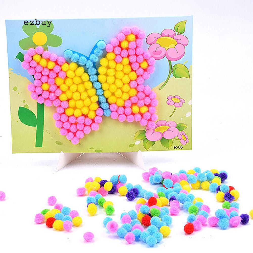 Bộ tranh đồ chơi dán quả cầu cầu bông xù thú vị dành cho trẻ em