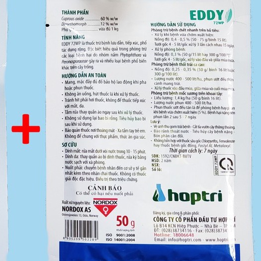 Thuốc Trừ Bệnh EDDY 72WP đặc trị mốc sương, vàng lá thối rễ (50g)