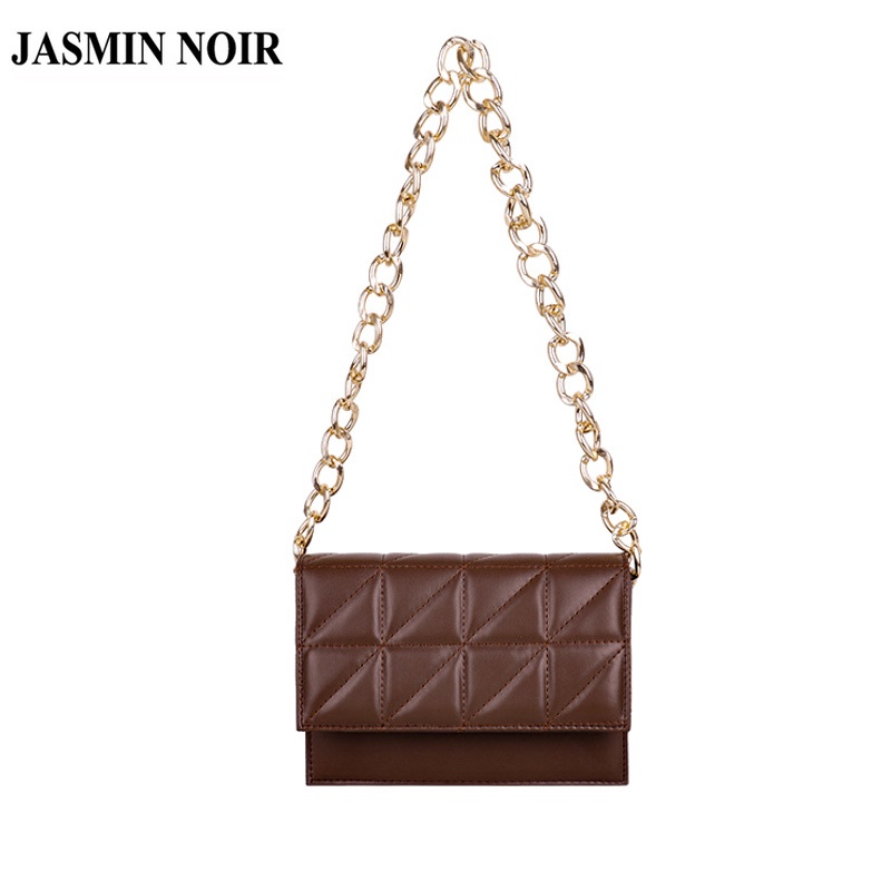 Túi Đeo JASMIN NOIR Vai Nắp Lật Dây Xích Họa Tiết Kẻ Sọc Cho Nữ