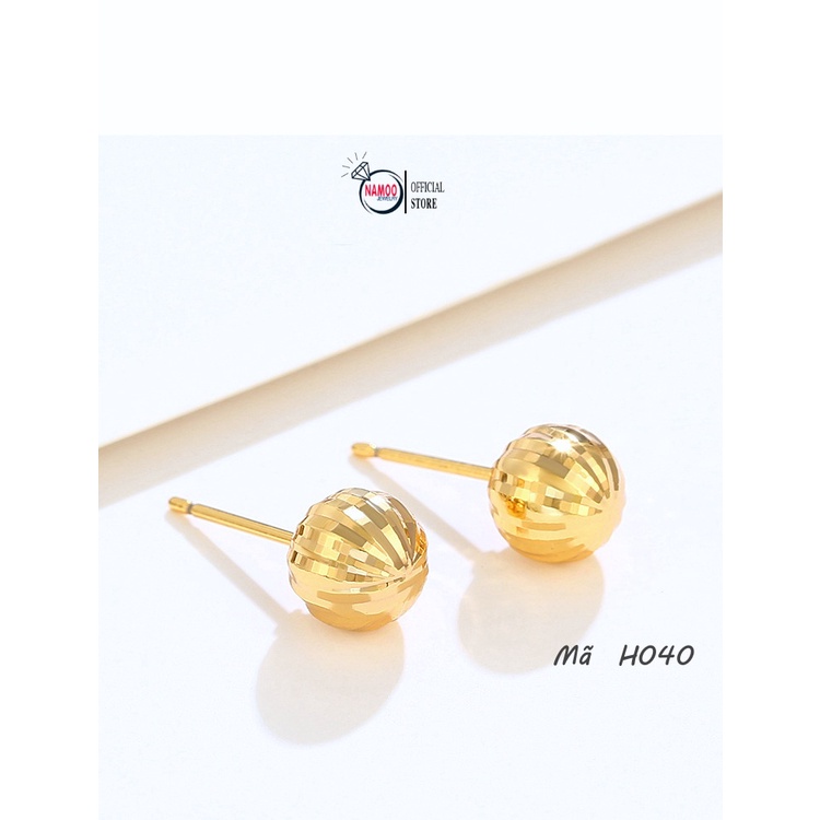 Khuyên Tai Titan Nữ Bền màu H040 Mạ Vàng Chuôi Vặn Màu 24k Không Đen Gỉ Bảo hành 6 tháng