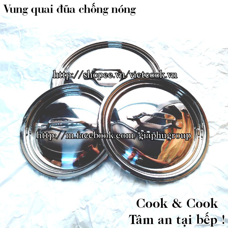 [CHÍNH HÃNG]Nắp vung nồi INOX quai đũa chống nóng dùng cho nồi- chảo- quánh...size 16, 18, 20, 24, 26 cm VIETCOOK