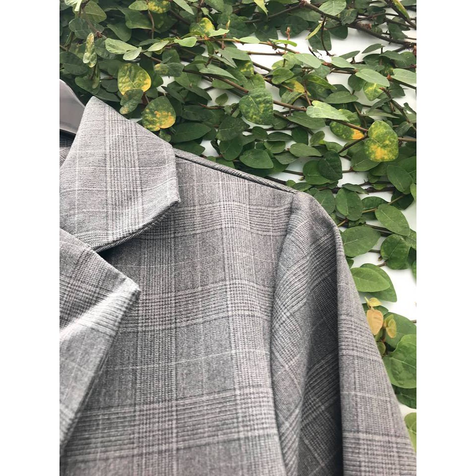 Áo blazer nữ xám phối đen - Gray vest | BigBuy360 - bigbuy360.vn