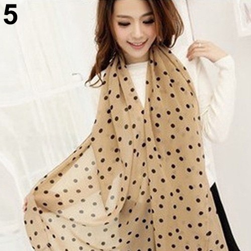 Khăn Choàng Dài Họa Tiết Chấm Bi Thời Trang Cho Nữ