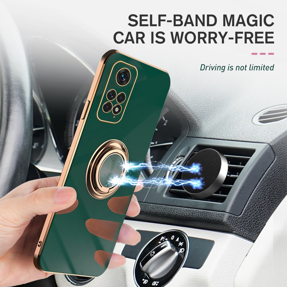 Redmi Note 11 4G Magnetic Stand Protective Case For Xiaomi Redme Note11 11Pro Note 11S 11T 11 S T Plating Silicone Cover Fundas