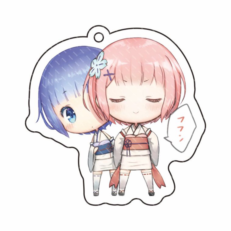 Móc Khóa Acrylic In Hình Anime Re Zero Rem Ram Subaru Emilia Dễ Thương
