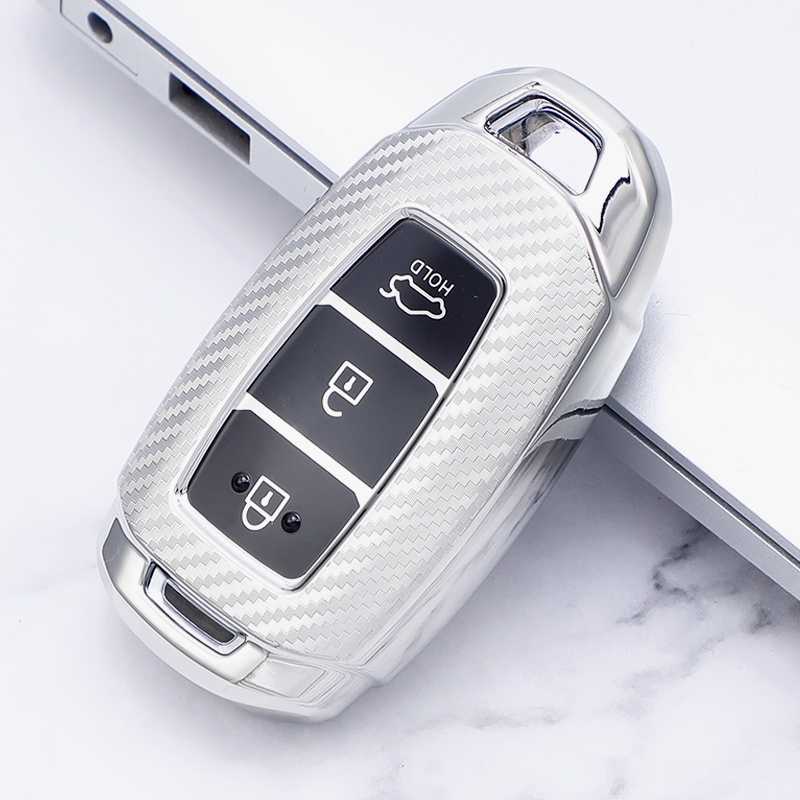 Tpu Vỏ Bọc Chìa Khóa Xe Hơi Bằng Sợi Carbon Cho Hyundai I30 Ix35 Kona Encino Solaris Azera Grande Ig Accent TM Palisade Santa Fe
