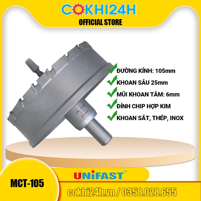 Mũi khoét 105mm Unifast MCT-105 hợp kim [ Phi 105 ]