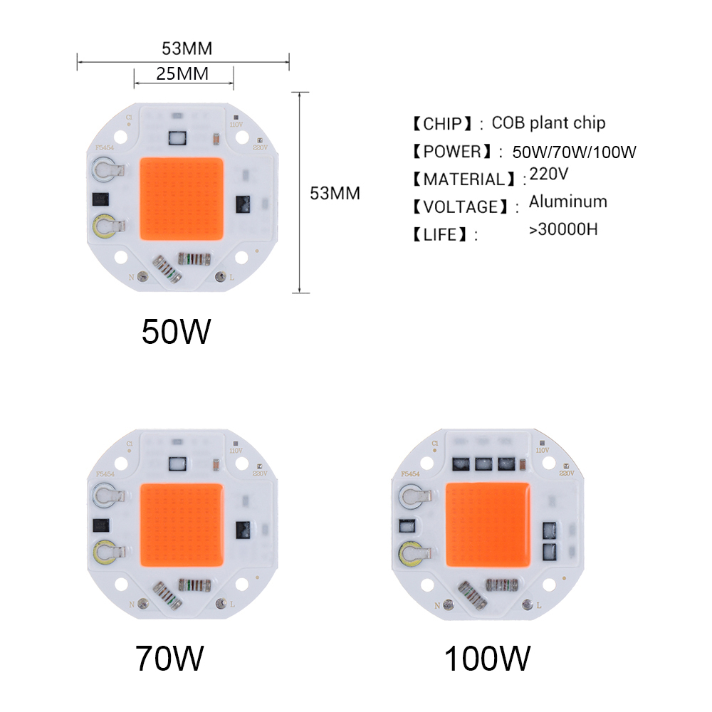 Chip Đèn Led Cob 220v 50w 70w 100w Chuyên Dụng Trồng Cây Trong Nhà