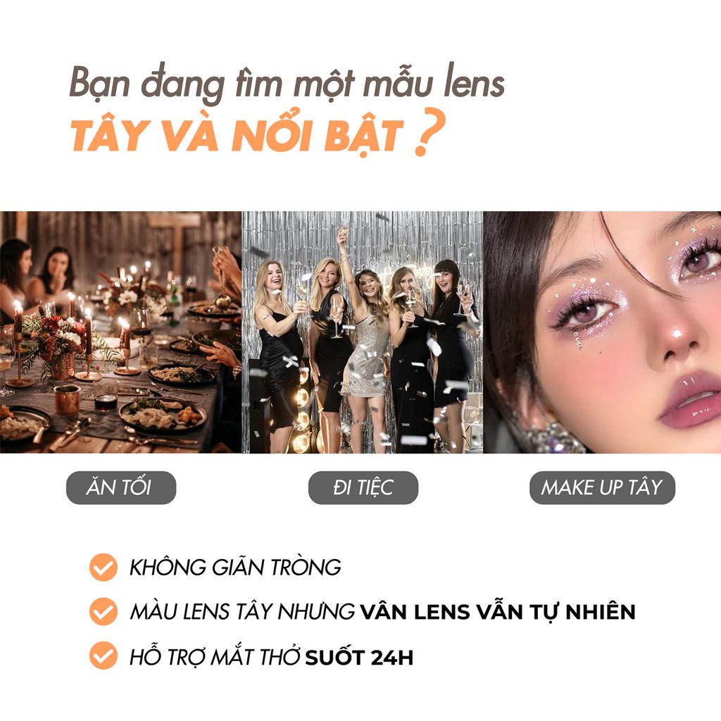 Lens nâu tây có độ cận 0-6 Venus hiệu Angel Eyes chất liệu Silicone Hydrogel đường kính áp tròng 14.0mm