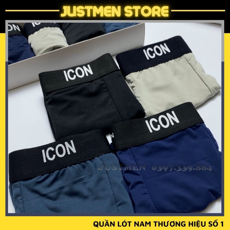 Quần Lót Nam Boxer Thun Lạnh ICON Co dãn 4 chiều, Quần sịp Nam Thun Lạnh Boxer ICON Denim Loại 1 | JUSTMEN