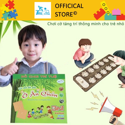 Bộ Trò Chơi Trí Tuệ Ô Ăn Quan 3 Trong 1 Cờ Vây/Cờ Caro/Ô Ăn Quan - BoardGame Giải Trí Dân Gian