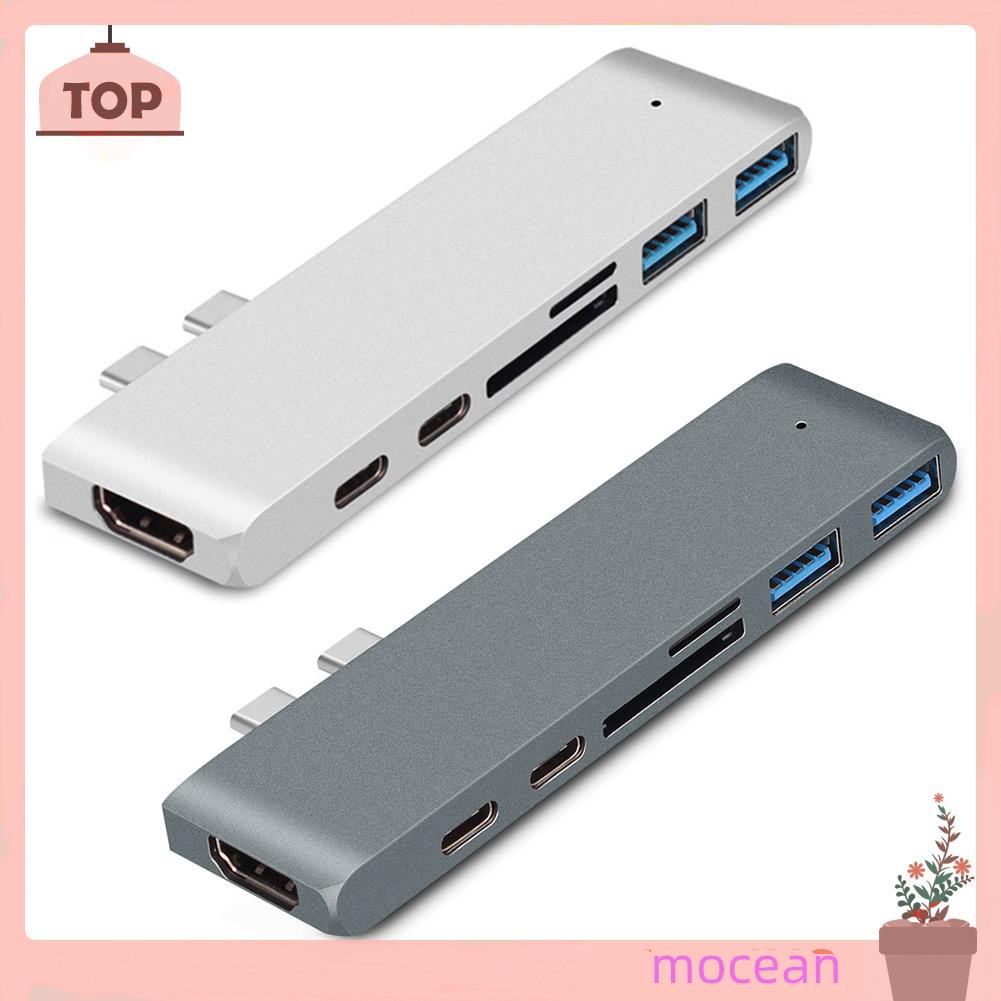 Mocean Multifunctional 7 in 1 Dock Dual USB Type C Hub Adapter for Apple Laptop