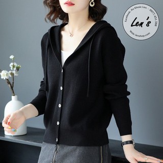 Áo Khoác Len Có Nón Gài Nút Áo Khoác Nữ Khoác Nhẹ