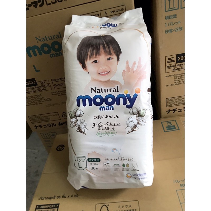 bỉm moony natural dán và quần hàng nội địa nhật nb63,s58,m46,L36,xl32