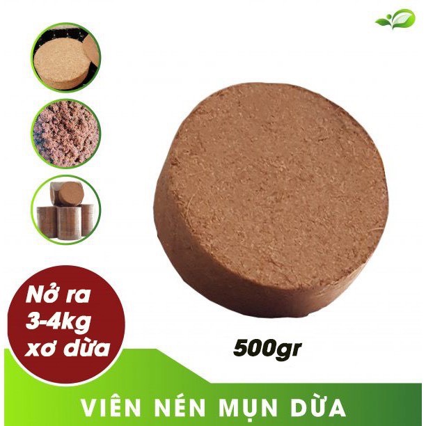 Viên nén xơ dừa bánh lớn trồng hoa, cây cảnh, trồng rau- Đất nén xơ dừa trồng hoa, cây cảnh, rau 0.5kg