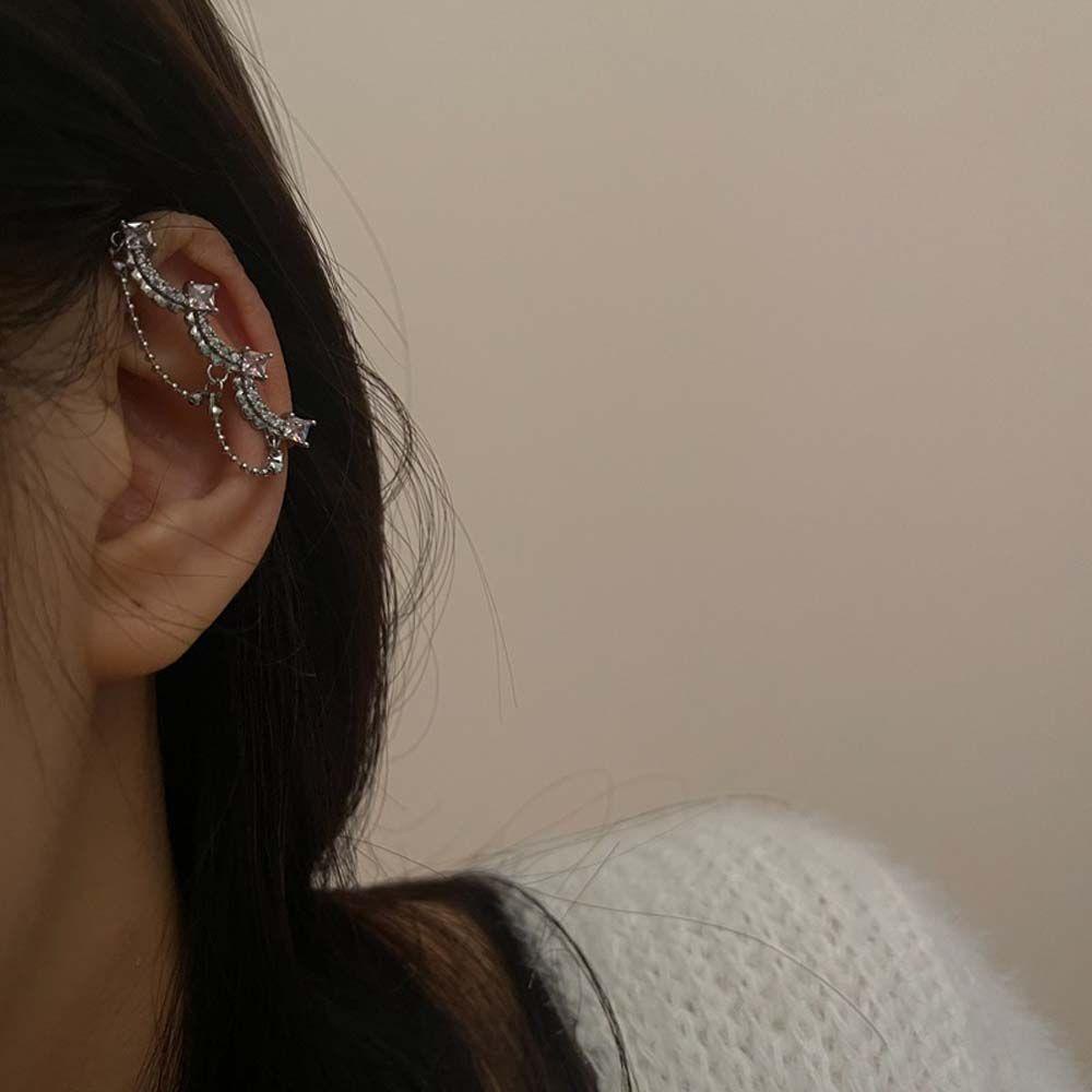 Bông Tai Thời Trang Kiểu Kẹp Đính Nơ Tua Rua VANES1 Cho Nữ