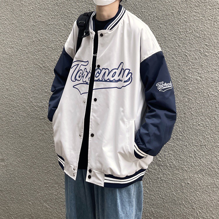 Áo Khoác Bóng Chày Dáng Rộng In Chữ Thời Trang Cho Cặp Đôi