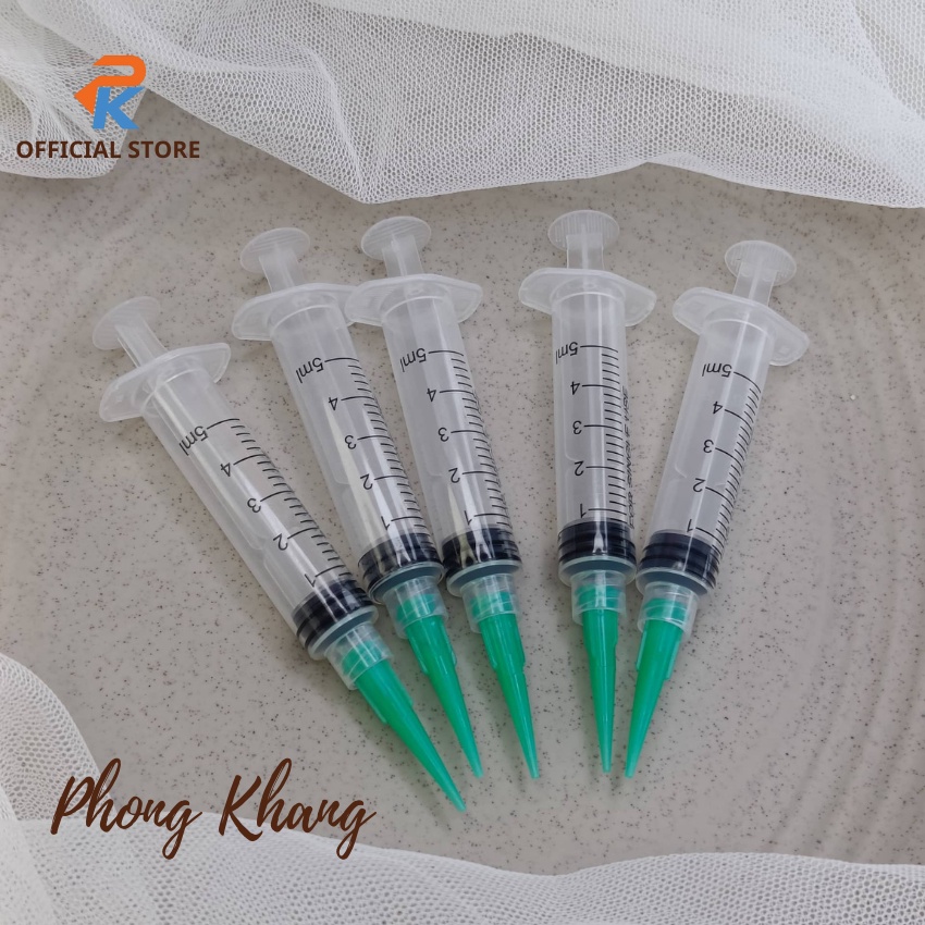 Combo 5 ống bơm rau câu 5ml Phong Khang chuyên dùng để bơm hoa cánh mỏng, chi tiết nhỏ