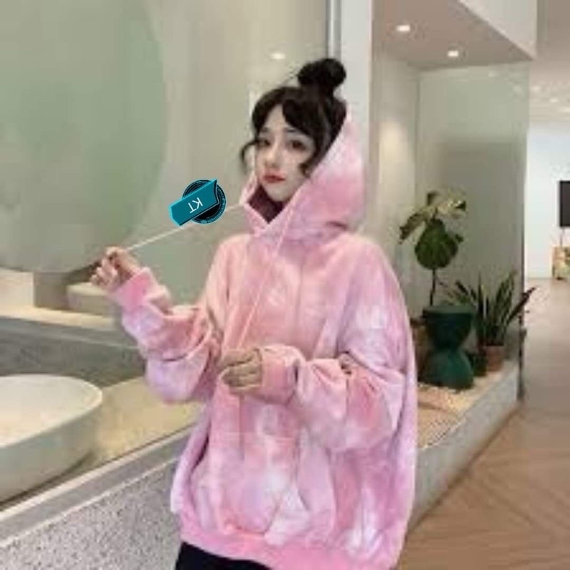 áo hoodie nỉ bông cotton loang bò sữa Kt