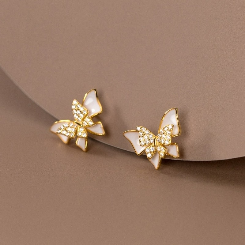 Bông Tai Mạ Bạc 925 Hình Bướm Đôi Sống Động Ngọt Ngào Cho Nữ