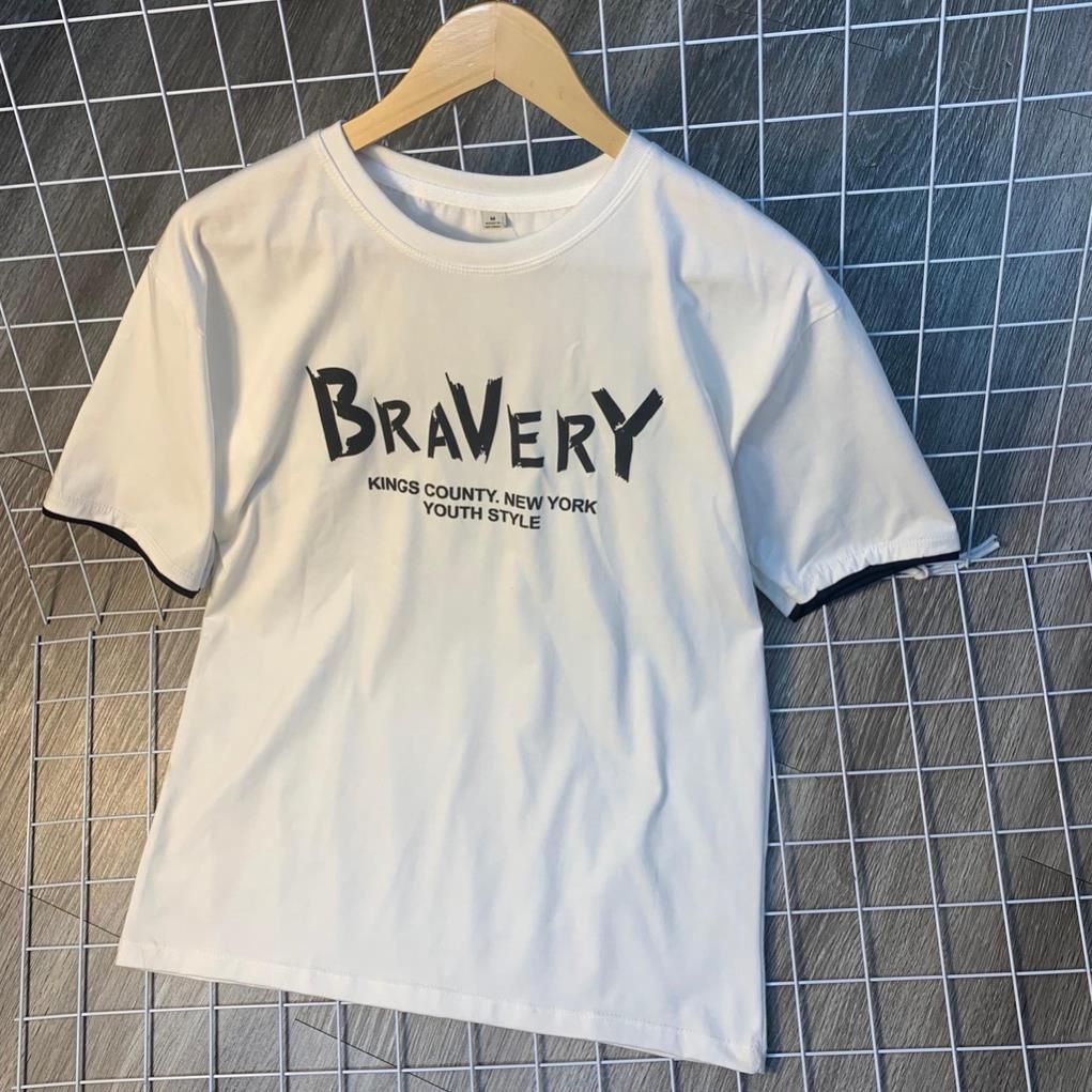 Áo phông tay lỡ BRAVERY, Chất cotton su , form rộng Nam Nữ unisex, Chất cotton giá rẻ basic  ulzzang freesize