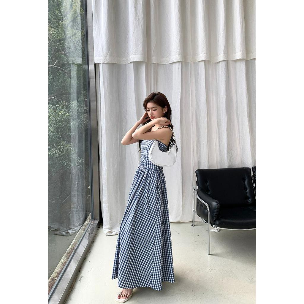 62789 Đầm Ống Kẻ Sọc Một Vai Phong Cách Mới Dành Cho Bạn Nữ