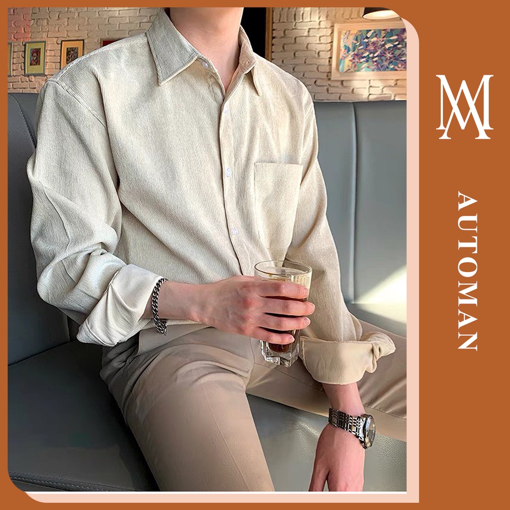 Áo sơ mi nam chất lIệu vải nhung tăm cao cấp dày dặn không bai xù, phong cách trẻ trung thời thượng AUTOMAN A22
