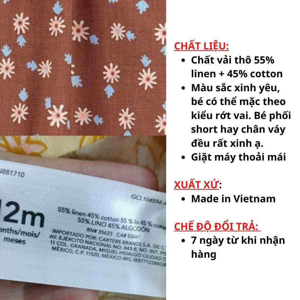 Áo bé gái, chất cotton linen hãng C@rter size 12M-6T , áo kiểu bé gái sơ sinh, mẫu giáo VNXK