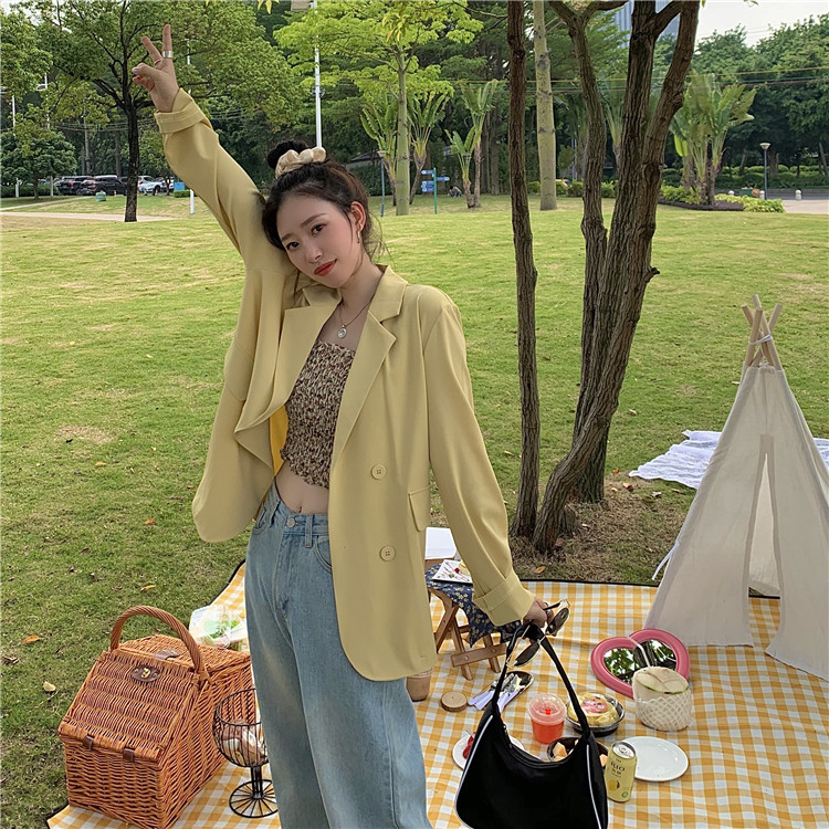 Áo khoác blazer dài tay phong cách Hàn Quốc xinh xắn cho nữ | BigBuy360 - bigbuy360.vn