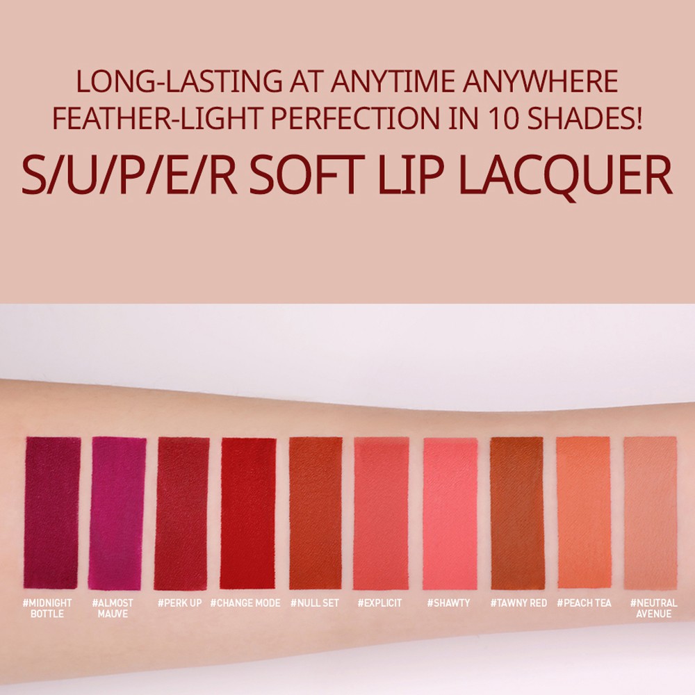 Son kem 3CE Soft Lip Lacquer Full Màu