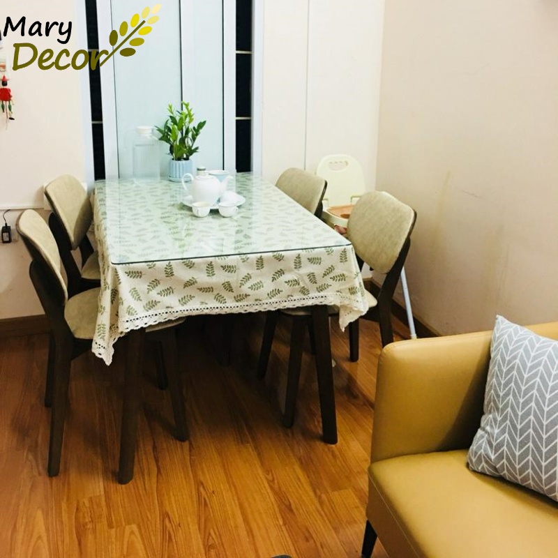 Khăn trải bàn Mary Decor trang trí bàn ăn, Quà tặng Noel đậm chất vintage - họa tiết Lá nhỏ - KB-B04