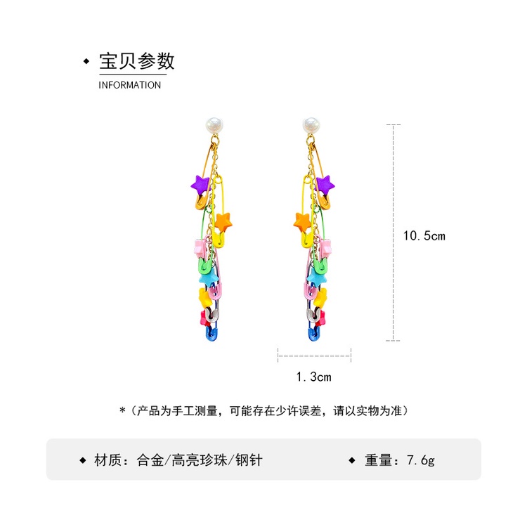 Khuyên Tai Ngôi Sao Tua Rua Dài Nhiều Màu Sắc Phong Cách Hàn Quốc