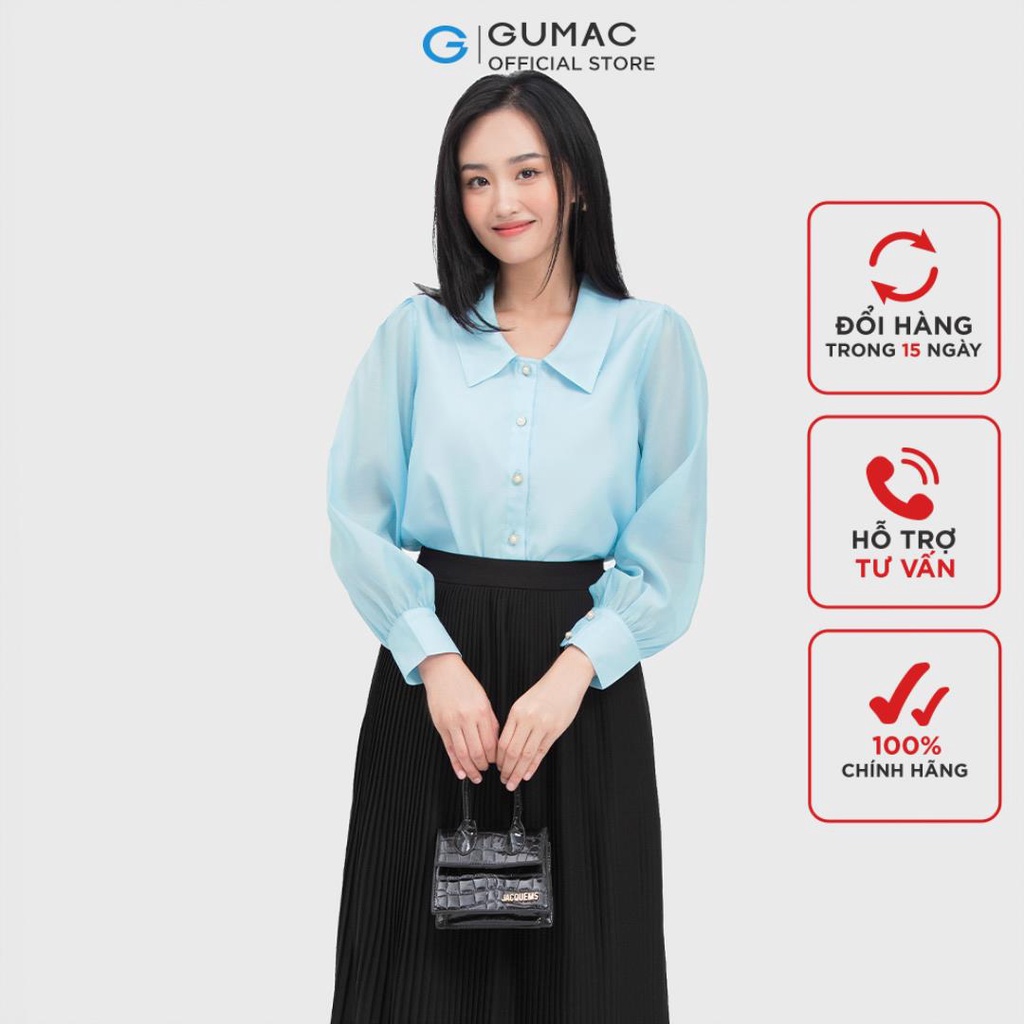 [Mã WABRGUM giảm 10% tối đa 30K đơn 99K] Áo sơ mi nữ tay dài thời trang GUMAC AC04056