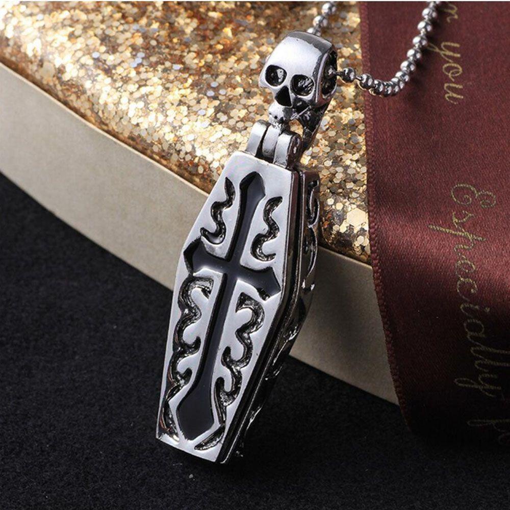 Vòng cổ Mặt Hình Đầu Lâu Chất Liệu Thép Không Gỉ Phong Cách Steampunk