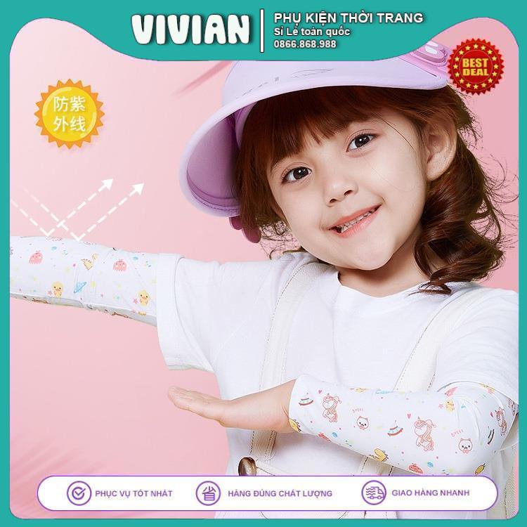 Găng Tay Chống Nắng Trẻ Em 🧸CHỐNG TIA CỰC TÍM 🧸Tay áo lụa băng mùa hè thoáng khí dễ thương hoạt hình