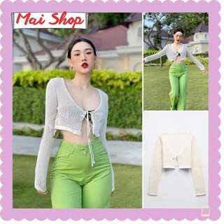 Áo khoác len nữ mỏng croptop tay dài chất đẹp hàng quảng châu 2022,áo khoác đi biển cực xinh