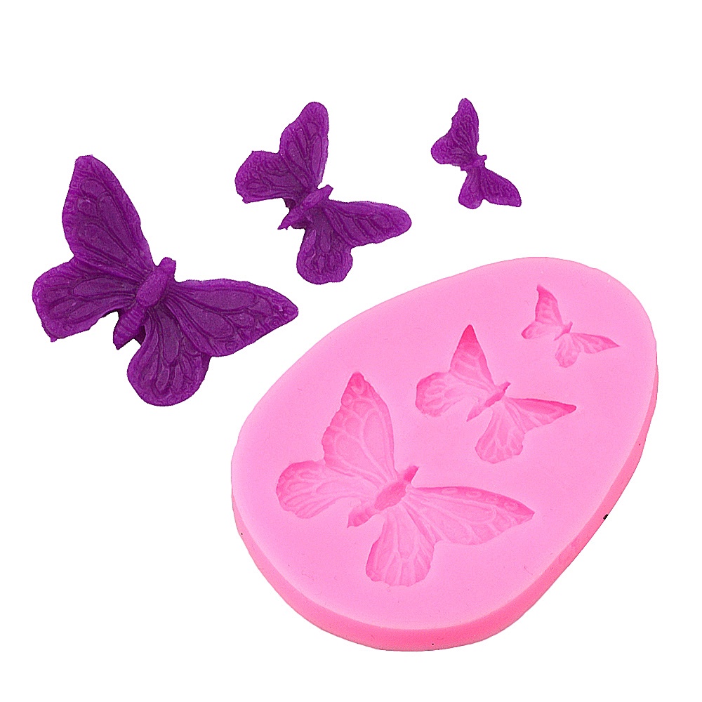 Khuôn Silicone Làm Bánh Hình Bướm 3D 3 Ngăn Tiện Dụng