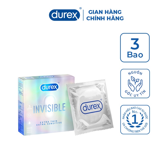 [ FREESHIP BCS DUREX ] Hộp Nhỏ Bao cao su Durex invisible 1 hộp 3 bao siêu mỏng_baocaosu_durex