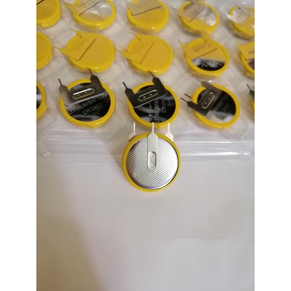 Pin liền đế CR2450, 3V (3 chân đứng)