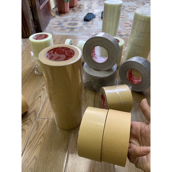 Băng keo giấy da bò khổ 5cm x 40m băng đinh kraft nhám viết đc và bóng không viết được