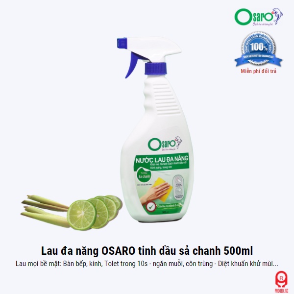 Combo TIẾT KIỆM gồm 4 cai nước lau đa năng hữu cơ OSARO xua đuổi muỗi kiến côn trùng 500ml