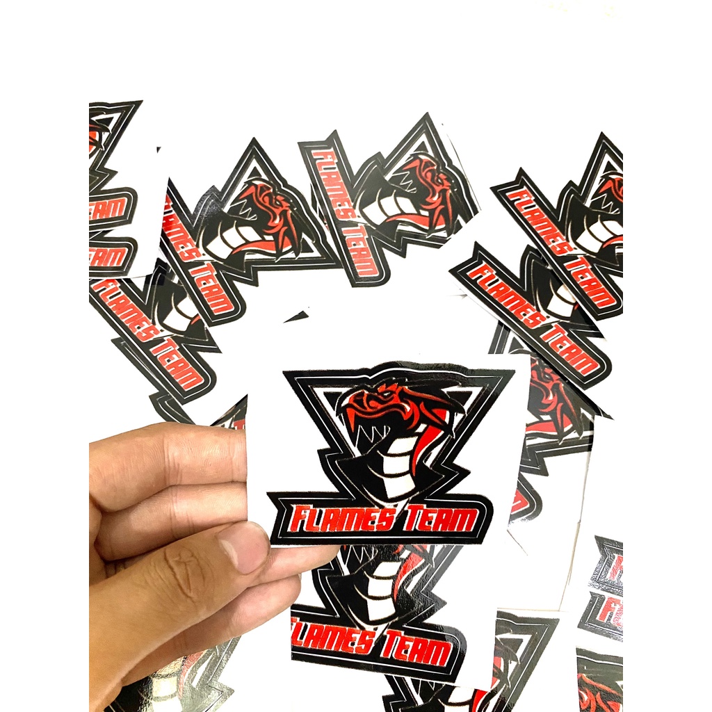 Tem Sticker Hình Flames Team 3 Lớp Cao Cấp Chống Phai Màu