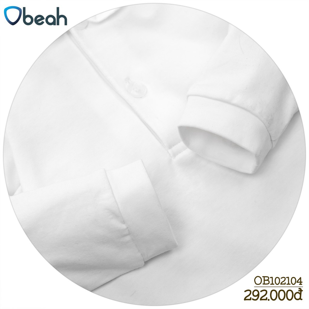 Set body Obeah bé gái màu trắng Chất liệu cotton organic Fullsize Newborn đến 66 cho bé yêu từ 3-8.5kg