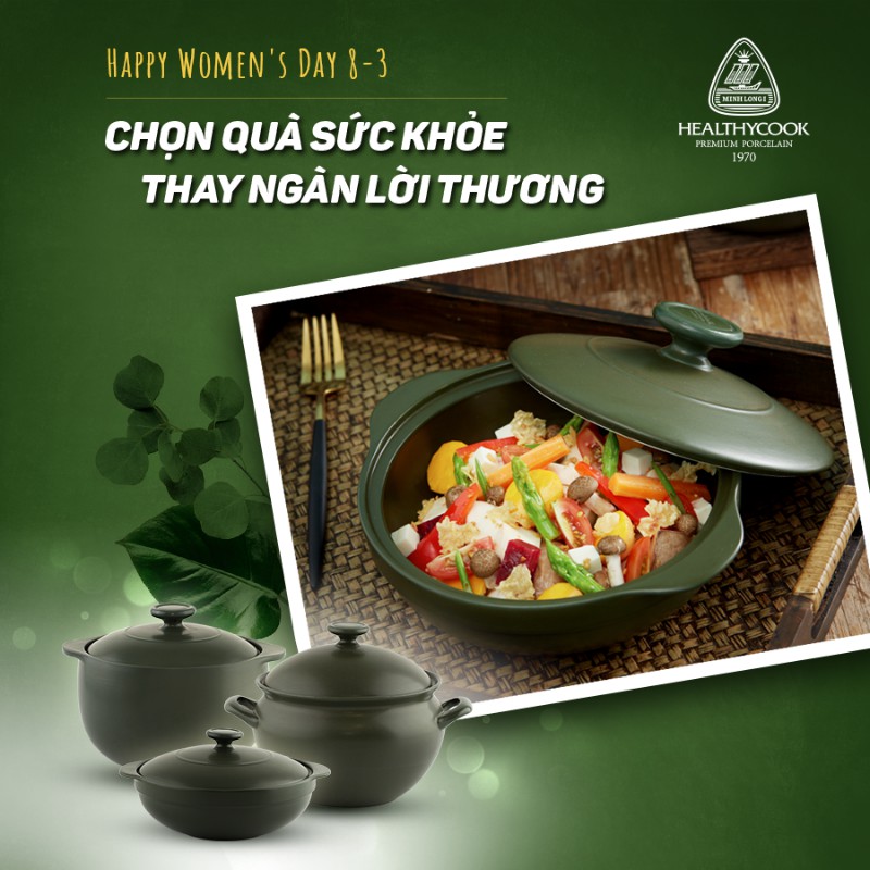 [ Tặng đế lót gỗ + Chén cơm]Nồi dưỡng sinh Minh Long 0.65 L hai quai (nồi + nắp) - Healthycook