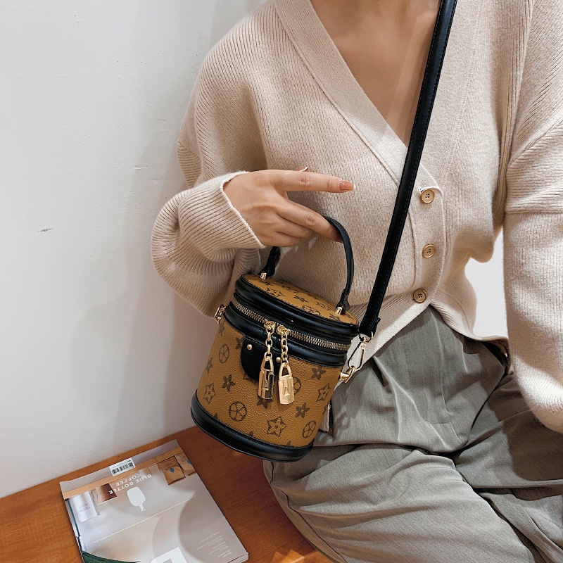 Túi đeo chéo iELGY hình trụ in họa tiết hoa cổ điển dành cho nữ