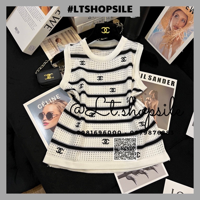 Áo len len lưới thêu sát nách chữ X thêu tanktop