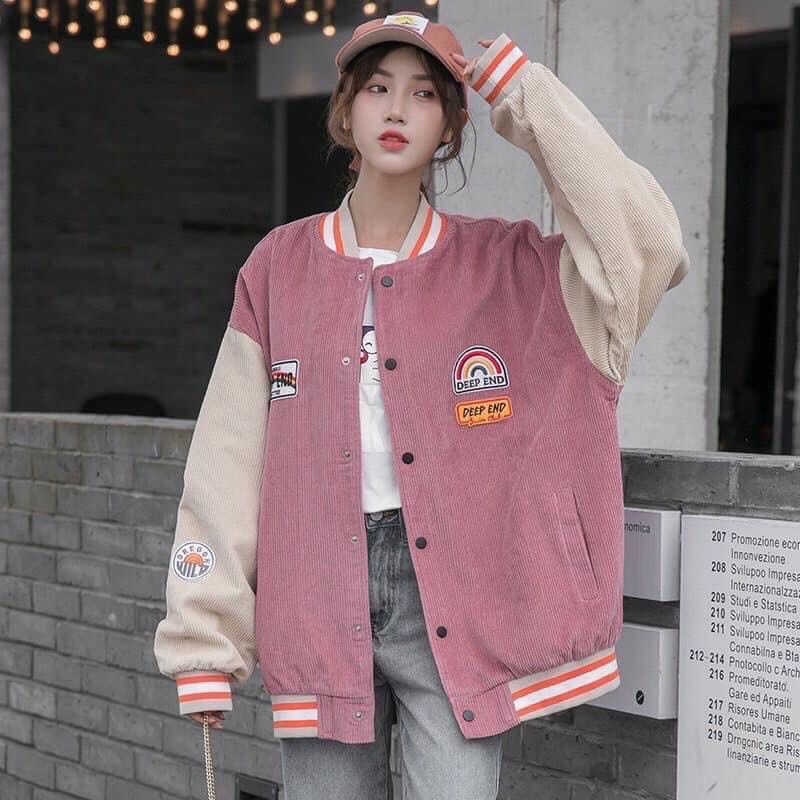 Áo Khoác Bomber Nam Nữ,Áo Khoác Nữ Bomber Nỉ Nhung Tăm Form Rộng Cực Hót MS07