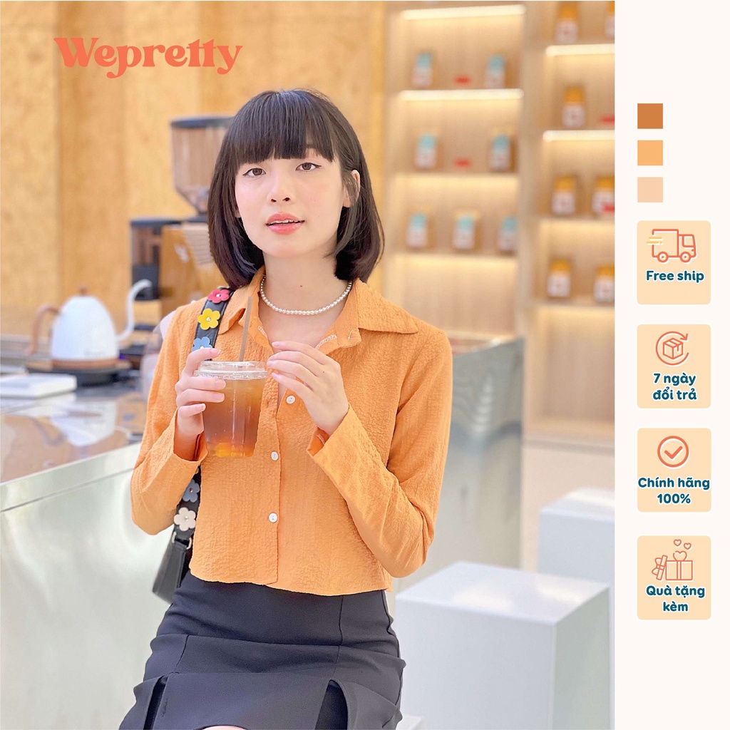 Áo sơmi dáng lửng chất đũi xốp nhẹ mềm mát phù hợp cho thời tiết hè dễ phối outfit năng động AH08 Weprettt Clothes