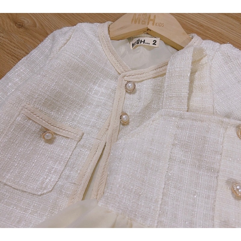 Set Áo Khoác Dạ - Chân Váy Ren Cực Xinh Xắn Cho Bé Gái NIAKI - TT06