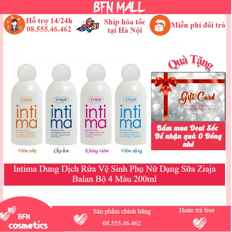 Dung dịch vệ sinh intima dạng sữa giúp trẻ hóa vùng kín Intima Ziaja 200ml